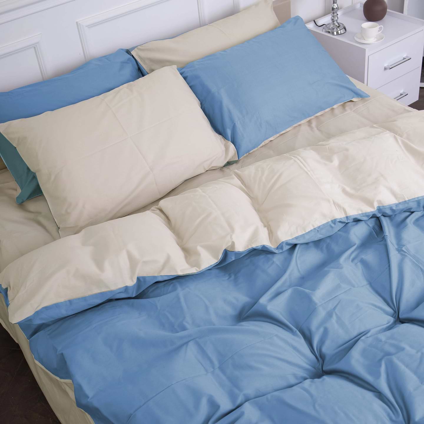 Комплект постільної білизни MirSon Сатин 0845 + 0840 Evans King Size 220x240 см (2200002030274)